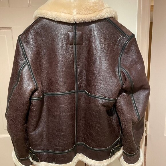 MENS SCHOTT CLASSIC B-3 SHEEPSKIN LEATHER BOMBER - Picture 3 of 16